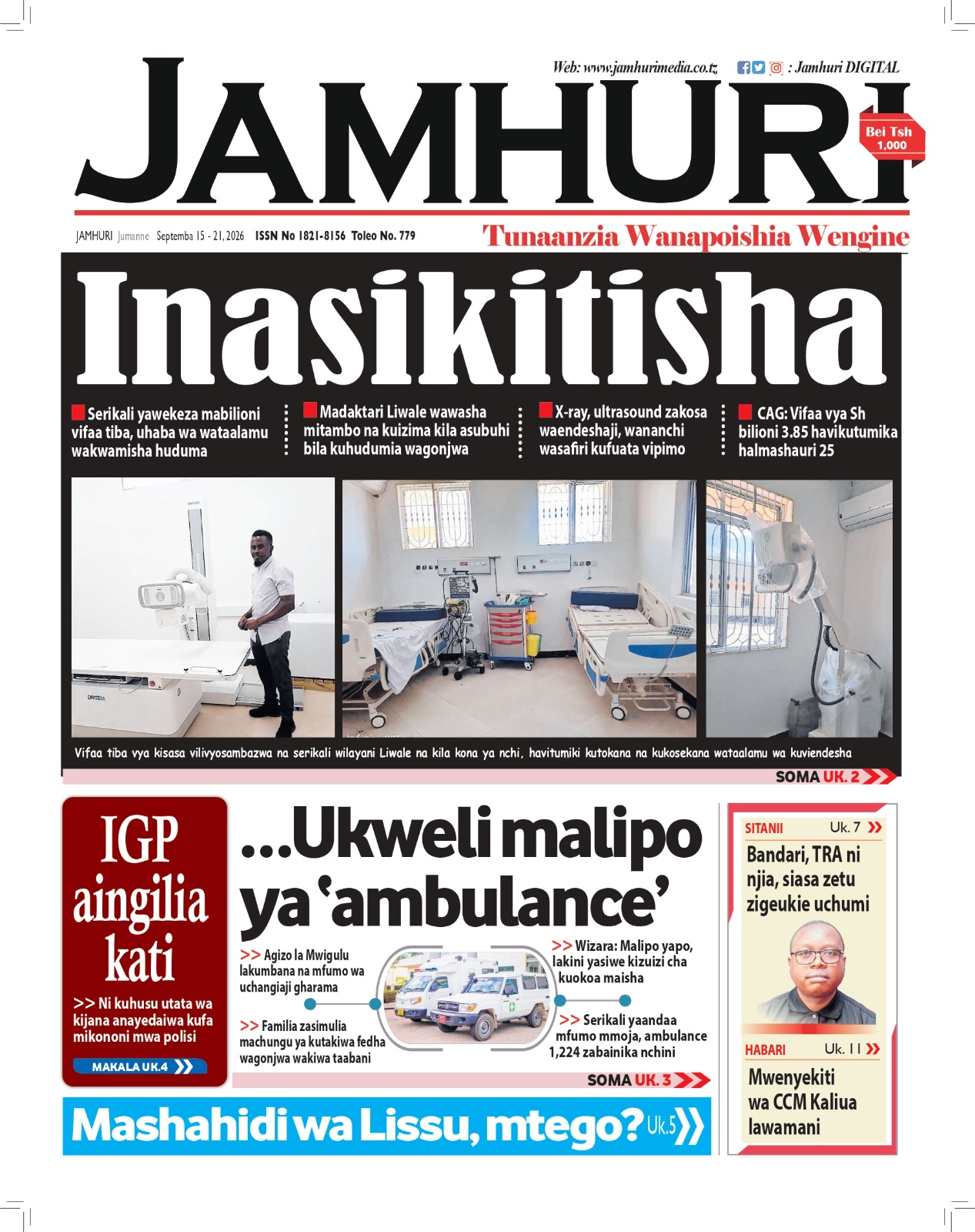 Soma Gazeti la Jamhuri Septemba 15 – 21, 2026