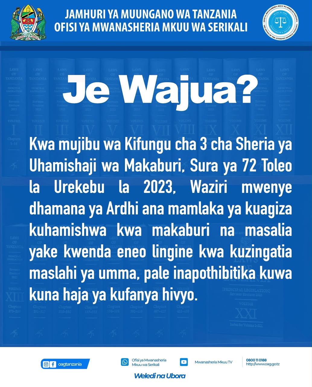 Waziri ana mamlaka ya kuagiza kuhamisha Makaburi